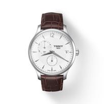 Tissot T063.639.16.037.00 vyriškas laikrodis su odiniu dirželiu ir sidabriniu ciferblatu sidabras
