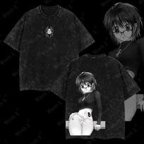 Hunter x Hunter Shizuku Murasaki Fantomų Truopė Voras Vintažinis Rūgštimi Išplėštas Dvigubos Pusės Grafikos Ypač Dydžio Juodas Marškinėlis | Anime Gerbėjų Gatvės Drabužiai Merch Marškinėlis L