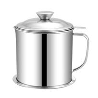 Virtuvės aliejaus puodas nerūdijančio plieno aliejaus filtras Buitinis kepimo aliejaus riebalų separatorius su dangčiu 410 & 1.3L & Flat Steel Handle