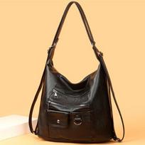 Yogodlns Vintage Pečių Krepšys Moteriška Minkšta PU odinė Crossbody Krepšys Kasdieninė rankinė Retro 35*15*30cm juoda