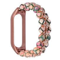 Bling Agato karoliukai Laikrodžio dirželis, skirtas Mi Band 3 4 5 6 7 Laikrodžio apyrankė, skirta Xiaomi Miband 7 6 5 4 3 Papuošalai, puošni apyrankė su karoliukais, moteriška laikrodžio apyrankė For Mi Band 5 6 rožinio aukso spalvos