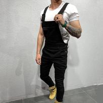 Kelnės su antkrūtiniu šou Slim Slim Kelnės Vyriškos kelnės su antkrūtiniais Gražios vyriškos kelnės L juoda
