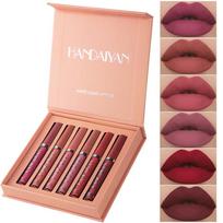 Skystųjų lūpų dažų rinkinys Ultra Matte Velvet, vandeniui atsparus ilgalaikis lūpų blizgesys Nude makiažo kosmetikos rinkinys A 6PCS