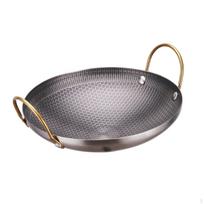 Patvarus nerūdijančio plieno dvigubas rankenas Wok keptuvės indai virtuvės reikmenys, skirti kepti kasdien 8inch