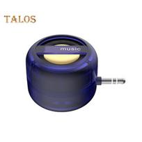 Mini nešiojama kolonėlė 3,5 mm AUX garso sąsaja įkraunama „Plug-and-Play“ universali išmaniojo telefono linijinė įvesties kolonėlė su aiškiais žemaisiais dažniais skaidri mėlyna spalva