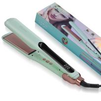 HATTEKER Professional Hair Straightener Ceramic Flat Iron For A Smooth Finish Adjustable Temp Dual Voltage Straightening Iron žalia