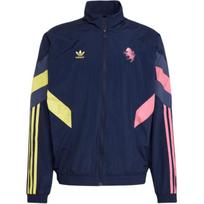 Adidas Originals FW24 Juventus Kolekcijos Logotipo Užtrauktuku Ilgomis Rankovėmis Vintažinis Švarkas Vyriškas Švarkas Mėlynas Rožinis IN5601 M