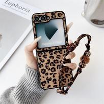 Samsung Galaxy Z Flip 5 6 4 3 5G Leopard Print Case Clear Hard PC Prabangus smūgiams atsparus telefono dangtelis, skirtas Samsung Z Flip6 Flip5 Samsung Z Flip 6