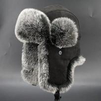 Vyriška žieminė Lei Feng kepurė su dirbtiniu lapės kailiu, sutirštinta ausų apsauga, šilta ir nepraleidžianti vėjo šaltam orui. L (58-60cm)