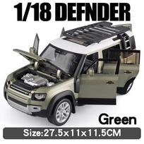 Didelis 1/18 Land Rover Defender Range Rover SUV Visureigis Lydinio Modelis Automobilis Die-cast Transporto Priemonių Kolekcija Garsas ir Šviesa Atgal Atitraukiamas Berniuko Žaislas Vaikų Dovana žalia