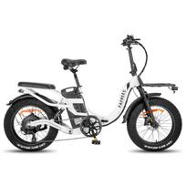 Fafrees F20 X-Max 750W žingsniu perlipamas sulankstomas elektrinis dviratis, 48V 30Ah Samsung baterija, hidrauliniai stabdžiai, dviguba amortizacija, 20 ×4.0  padangos, sėdynė ir priekinis krovinių krepšys 48V 750W 30A balta