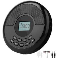 Nešiojamas įkraunamas CD grotuvas su garsiakalbiais ir ausinėmis, Walkman MP3 grotuvas su USB, Bluetooth siuntimas juoda