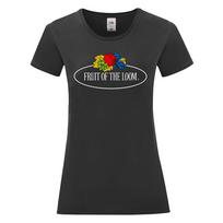 „Fruit of the Loom“ moteriški/moteriški marškinėliai su vintažiniu logotipu XL juoda