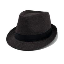 Retro vilnonis veltinis Fedora vidutinio amžiaus ir pagyvenusiems džentelmenams – Džiazo skrybėlė su trumpu kraštu One Size tamsiai ruda spalva