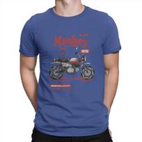 Honda Monkey Juodas Leidimas Klasikinis Vyriškas Marškinėlis Motociklas Motosporto Lenktynės Vasariniai Viršutiniai Drabužiai Vyriški Marškinėliai Grynos Medvilnės Marškinėlis Vinatge S mėlyna