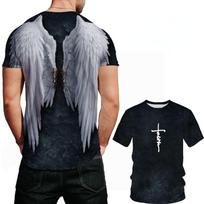 Madingas spausdintas angelo sparnų raštas Vaikams ir suaugusiems T-shirt Vasarinis moteriškas ir vyriškas laisvalaikio lauko mergaitės ir berniuko trumpomis rankovėmis Marškinėliai Viršutinė dalis Megztukas 100