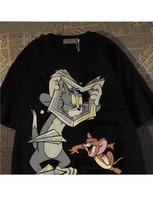 Tom and Jerry spausdinti marškinėliai vyrams ir moterims, vasaros mada, laisvalaikio trumpomis rankovėmis marškinėliai, patogūs vyriški ir moteriški drabužiai 4XL
