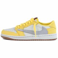 Travis Scott x Jordan Air Jordan 1 Low top Vintage Basketball Shoes Women's Canary Yellow DZ4137-700(Team96-) 35.5