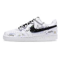 Nike Court Vision 1 Kitten Graffiti, Lengvi Ir Galingi Atsparūs Dilimui Žemi Kateboardo Batai Unisex Balti DH2987-101(Team422-) 42