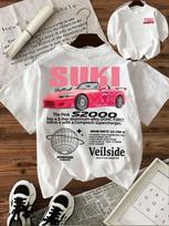Greiti ir įsiutę Suki rožinis Honda S2000 Veilside dvipusio spaudinio marškinėliai | Unisex medvilninis kasdienis trumpomis rankovėmis JDM gatvės drabužių viršus 4XL