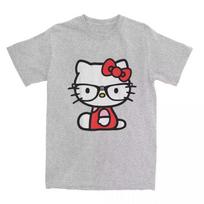 Hello Kitty Akinių Nešiotojo Marškinėliai Tamsiai Mėlyni Vintažiniai | Unisex Mieli Animacinių Filmų Gatvės Stiliaus Marškinėliai 4XL