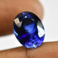 Natūralus Mėlynas TANZANITAS Ovalo formos, SERTIFIKUOTAS, Laisvas brangakmenis 10,30 Kar. Dovanai 14.6 mm Approx. mėlyna