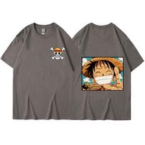 Anime ONE PIECE Mens T-shirt Harajuku Luffy Manga Graphic Tops Tees Shirt Cosplay Cotton Cartoon Tshirts Unisex Casual Summer Streetwear XS juoda