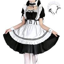 ANONIE Maid Cosplay Set for Cute White Luxury Size 2XL Costume, Beginners, Costume, + Black, Set,