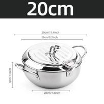 Virtuvinis gilus kepimo puodas su termometru ir dangčiu nerūdijančio plieno keptuvės Japoniška tempura gruzdintuvė keptuvėje kepta vištienos puode Virimo įrankiai 20cm