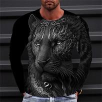 Rudens didelio dydžio marškinėliai Vyriški drabužiai Vyriški marškinėliai 3D Animal Print O formos kaklo ilgomis rankovėmis laisvalaikio gatvės vintažiniai marškinėliai 5XL