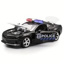 1/32 lydinio policijos automobilio modelis su dvigubomis atidaromomis durelėmis, vaikiško žaislinio automobilio puošmena 1/32-Size:12.5*4.5*4.5cm juoda