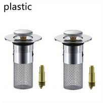 2 vnt. nerūdijančio plieno iššokantis kriauklės kamštis, daugiafunkcis kriauklės nutekėjimo filtras, kvapų sulaikymo filtras, kamštis daugumai kriauklių 2pcs plastic sidabras
