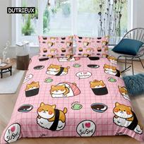 Shiba Inu Duvet Cover Cute Shiba Inu Bedding Set Dog Loves Bedding Set Microfiber Cartoon Animal Pattern Queen King Quilt Cover EU single(135x200cm)