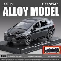 1/32 mastelio Toyota Prius lydinio automobilio modelis su retro atitraukimo funkcija, smagus žaislas vaikams, edukacinis eksponatas, ideali dovana automobilių entuziastams juoda