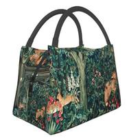 William Morris Snakeshead Pattern Portable Lunch Box for Women Leakproof Vintage Textile Cooler Thermal Food Insulated Lunch Bag 28x17x16CM smėlis
