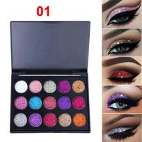 CmaaDu 15 Color Diamond Sequin akių šešėlių paletė Shiny Glitter Powder High Gloss Eyeshadow Glitter Eyeshadow 01 black