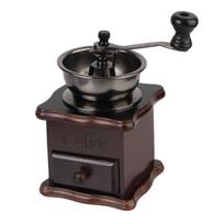 Medinė Retro Stiliaus Rankinė Kavos Pupelių Malūnėlis Kavos Reikmenys Nerūdijančio Plieno Rankena Su Keraminiais Girnakmeniais Prieskonių Girnelė Kavos Mini Dark Color