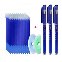 0,5 mm mokyklinio biuro rašiklio užpildai, nutrinamų rašiklių rinkinys 55 vnt. Trintukas mėlyna juoda, plaunama 3Pen+50Refill+2Eraser mėlyna