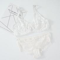 2023 m. Seksualūs moterų madingi nėriniai apatinio trikotažo rinkinys Bralette viršus ir šortai plona liemenėlė vidurio juosmens kelnaitės Bikinio rinkinys Apatiniai drabužiai miegui 34/40 B puodelis 34/75B balta