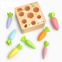 Montessori mažylių žaislai, Macron morkų derliaus žaidimas Medinis žaislas 2 m. 3 Seniems kūdikiams, Mokomasis mokymasis Formų rūšiavimas Tinkančios dovanos 12.5x12.5x5.5cm