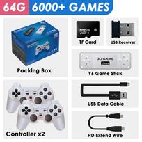 Y6 4k retro vaizdo žaidimų konsolė 2.4G belaidė žaidimų TV Stick 64/128G 10000+ žaidimo HD Emuelec4.3 nešiojama vaizdo žaidimų lazda, skirta GBA 64G