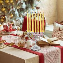 Elegantiškas Chanukoh Menorah žvakių laikiklis su 7 šakomis šventiniam dekoravimui beige