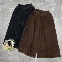 Johnature Japanese Corduroy Fungus Trimmed Wide-leg Pants Autumn Lace Patchwork Casual Pants Women One Size juoda