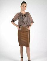 Ruda stilinga moteriška odinė sijonas grynas minkštas avikailis rankų darbo elegantiškas oficialus S ruda