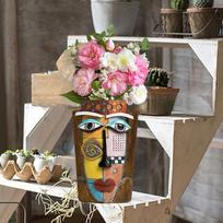 Colorful Maya Head Planter Flower Pot Home Decoration Multifunctional Decorative Resin Ornament for Size S gray