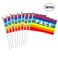 50/100 vnt. Mini Taikos Vėliava Vaivorykštės Pacifisto Vėliava Rankoje Laikoma Poliesterio Taikos Vėliava