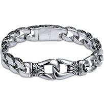 Vintage Curb Link Chain Man Bracelet for Men 316L Stainless Steel Retro Totem Style Adjustable Bracelets Men's Jewelry Gifts 20CM sidabras