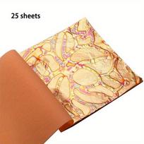 25 Sheets Variegated Golden Leaf Sheets – Multiple Types of Patterned Metal Leaf Papers for Gilding Projects, Imitation Golden Foil Sheets 25pcs