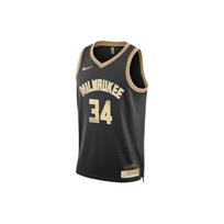 Nike NBA MVP Giannis Antetokounmpo Milwaukee Bucks 2024 Select Series Dri-Fit Swingman marškinėliai Klubo auksinė/juoda Unisex gatvės apranga FN5911-053 L