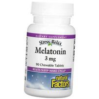 Melatoninas, Melatoninas 3, Natural Factors (72406008) 90tab
